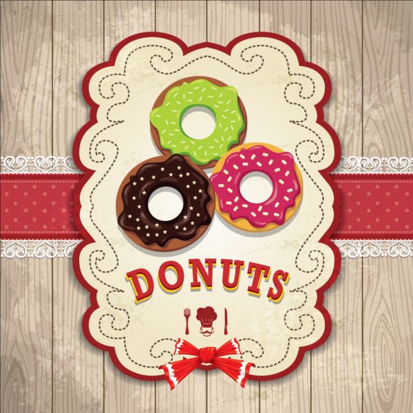 Vintage donuts poster design vector