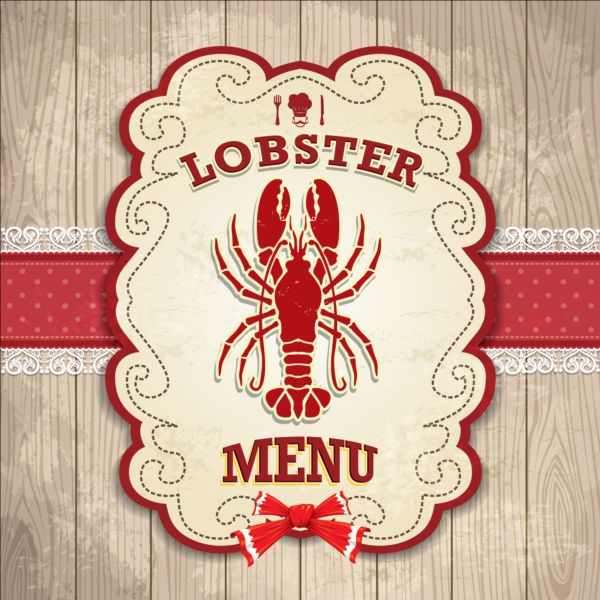 Vintage lobster poster design vector