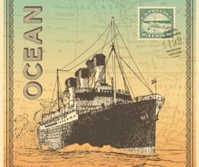 Vintage ocean steamship background vector
