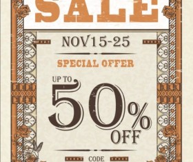 Vintage sale poster grunge styles vector