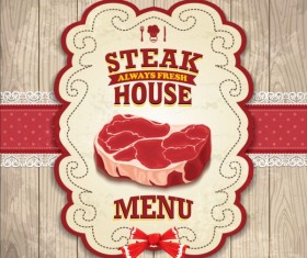 Vintage steak house poster design vector