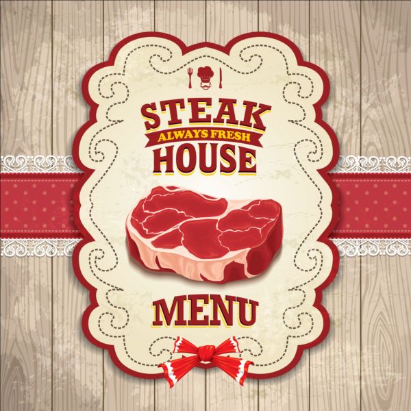 Vintage steak house poster design vector