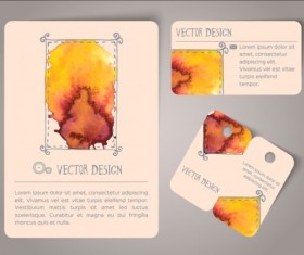 Vintage watercolor cards with tags vectors material 01
