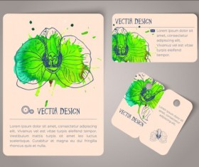 Vintage watercolor cards with tags vectors material 02