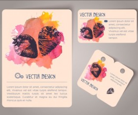 Vintage watercolor cards with tags vectors material 05