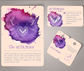 Vintage watercolor cards with tags vectors material 06