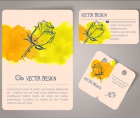 Vintage watercolor cards with tags vectors material 07