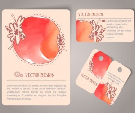 Vintage watercolor cards with tags vectors material 08