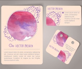 Vintage watercolor cards with tags vectors material 09