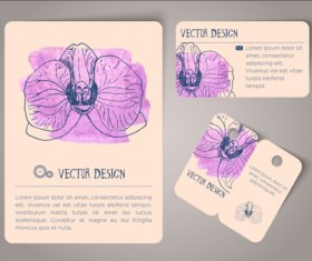 Vintage watercolor cards with tags vectors material 10