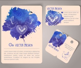 Vintage watercolor cards with tags vectors material 12