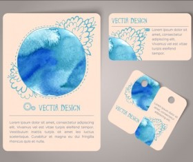 Vintage watercolor cards with tags vectors material 14