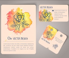 Vintage watercolor cards with tags vectors material 15