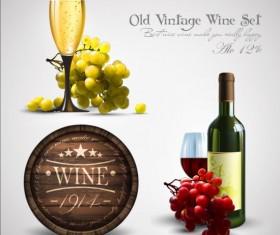 Vintage wine with wooden labels vector