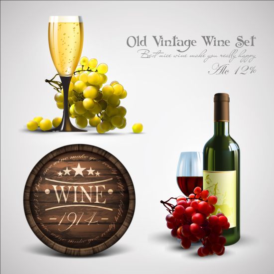 Vintage wine with wooden labels vector