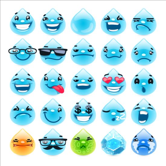 Water drop face expression vector
