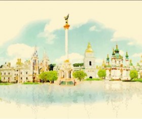 Watercolor kiev pano vector