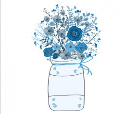 Watercolor painting flowers with vase vector 01