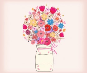 Watercolor painting flowers with vase vector 02