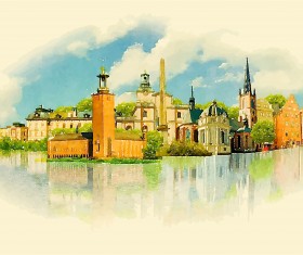 Watercolor stockholm vector