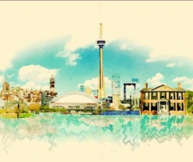 Watercolor toronto vector