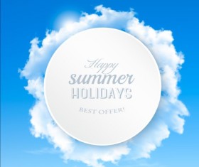 White cloud frame with blue sky background vector