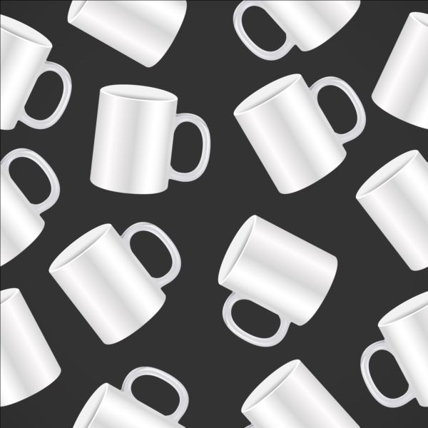 White mug seamless pattern vector
