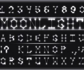 White neon alphabet with number vector