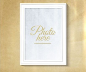 White photo frame with beige wall vector 02