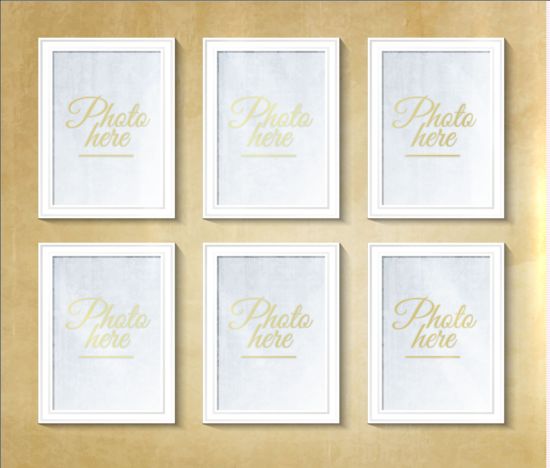 White photo frame with beige wall vector 03