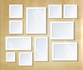 White photo frame with beige wall vector 04