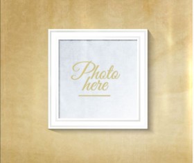 White photo frame with beige wall vector 05