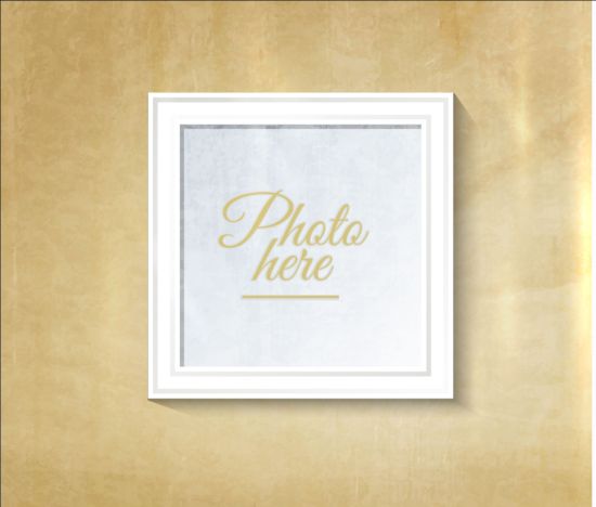 White photo frame with beige wall vector 05