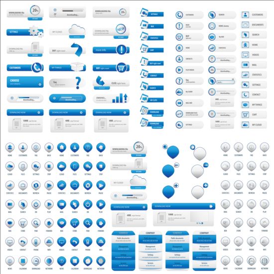 White with blue User buttons vector 01