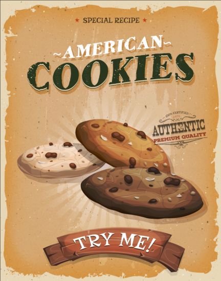 cookies poster vintage grunge vector