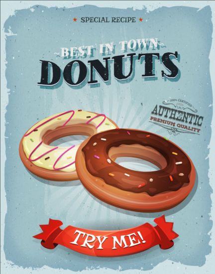 donuts poster vintage grunge vector