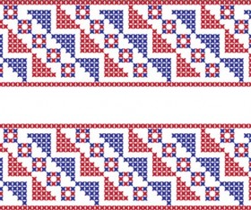 knitted fabric pattern border vector material set 04