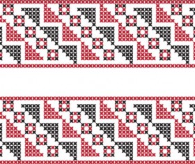knitted fabric pattern border vector material set 05
