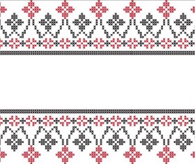 knitted fabric pattern border vector material set 14