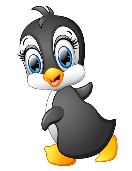 lovely penguin cartoon set vectors 02