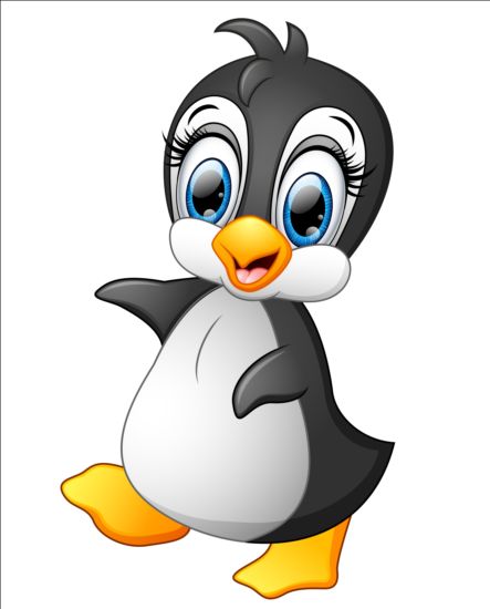 lovely penguin cartoon set vectors 04