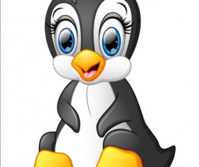lovely penguin cartoon set vectors 05