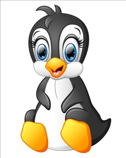 lovely penguin cartoon set vectors 05