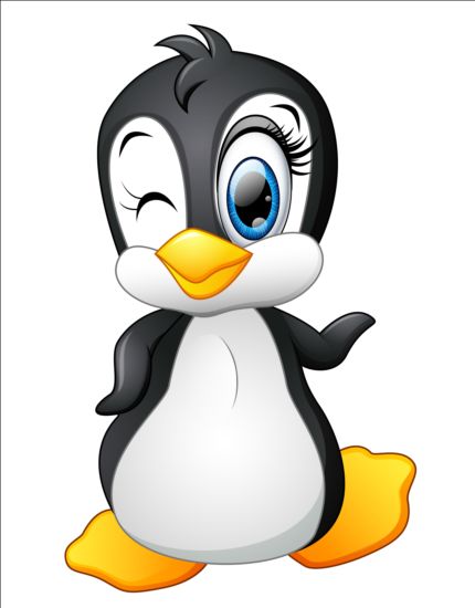 lovely penguin cartoon set vectors 06