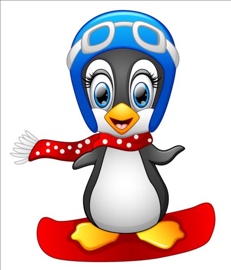 lovely penguin cartoon set vectors 10