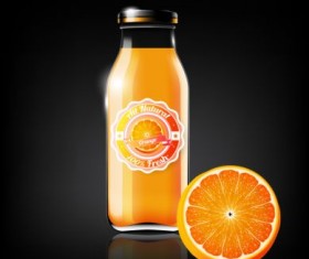 orange juice and glass bottle vector