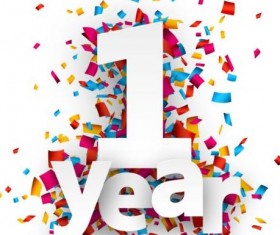 1 Year happy birthday vector material