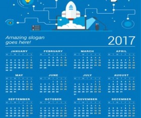 2017 Calendar with infographic vector