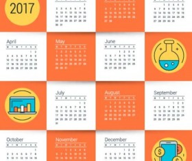 2017 Grid calendar vector material 01
