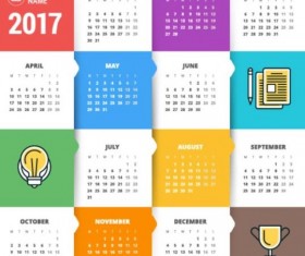 2017 Grid calendar vector material 03